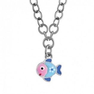 COLLIER ARGENT RHODIE ENFANT POISSON ROS