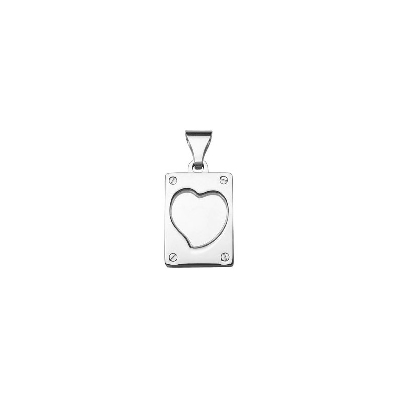 PENDENTIF AIMANTE ACIER RECTANGLE VITRE