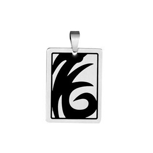 PENDENTIF ACIER RECTANGULAIRE MOTIF TRIB