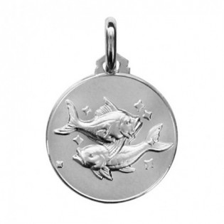 MEDAILLE ARGENT RHODIE ZODIAQUE POISSONS