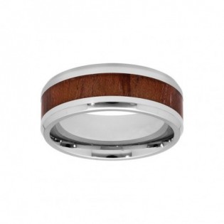 BAGUE ACIER ET BOIS TAILLE 60