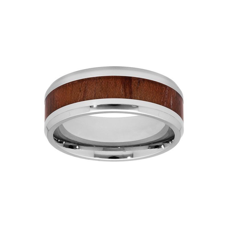 BAGUE ACIER ET BOIS TAILLE 60