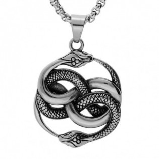 COLLIER ACIER GROS PENDENTIF 37*44MM PATINÉ