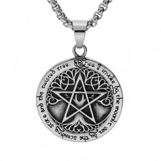 COLLIER ACIER PENDENTIF VIKING ROND 37MM