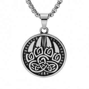 COLLIER ACIER PENDENTIF ROND 35MM VIKING