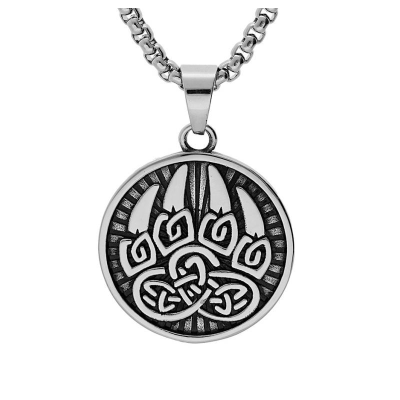 COLLIER ACIER PENDENTIF ROND 35MM VIKING