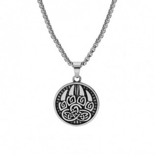 COLLIER ACIER PENDENTIF ROND 35MM VIKING