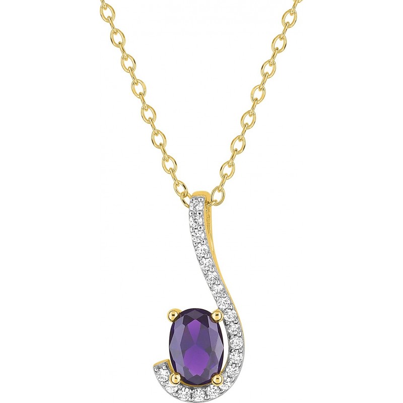 COLLIER AMETHYSTE SYN PLAQUE OR OZ