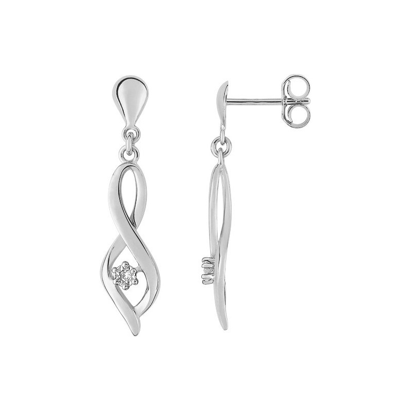 Boucles d'oreilles or 375 + diamant