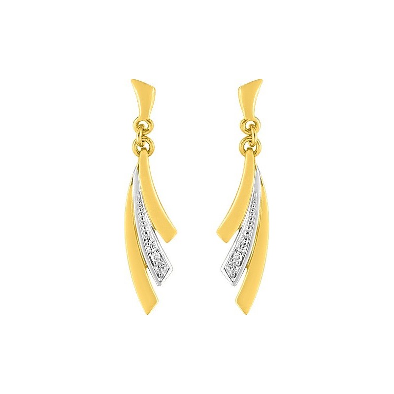 Boucles d'oreilles or 375 + diamant