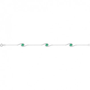 Bracelet argent + oz vert