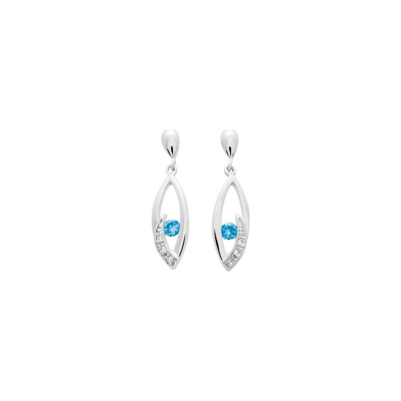 Boucles d'oreilles Ag rhodié & topaz