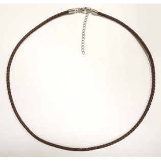 Collier acier/synthétique marron