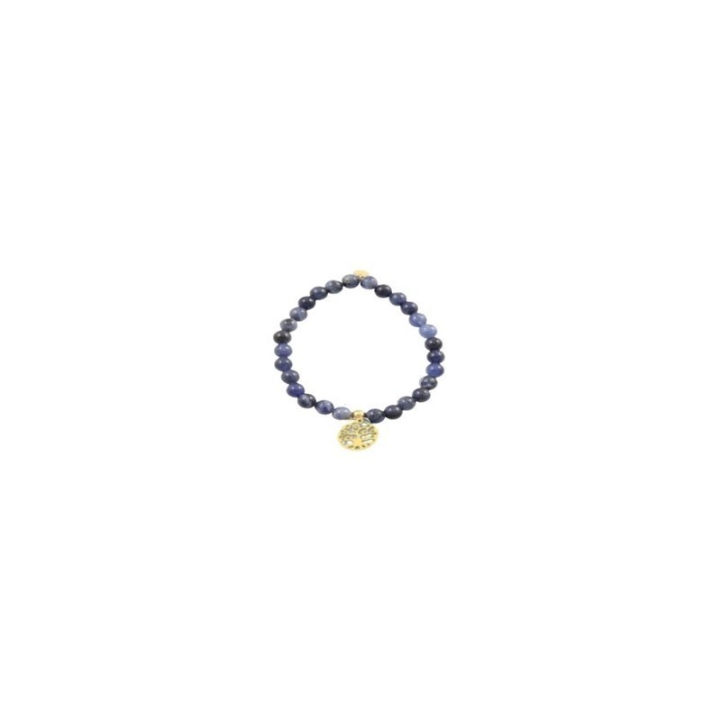 Bracelet acier doré + sodalite