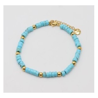 Bracelet acier doré + turquoise