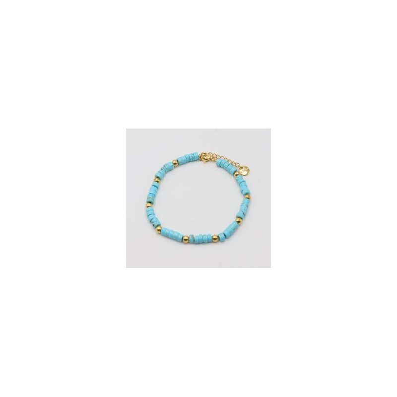 Bracelet acier doré + turquoise