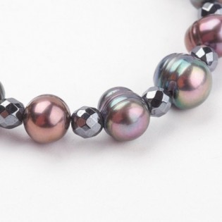 Bracelet perle teintée & hématite