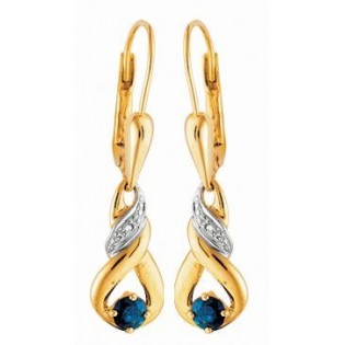 Boucles d'oreilles or + saphir/dia.