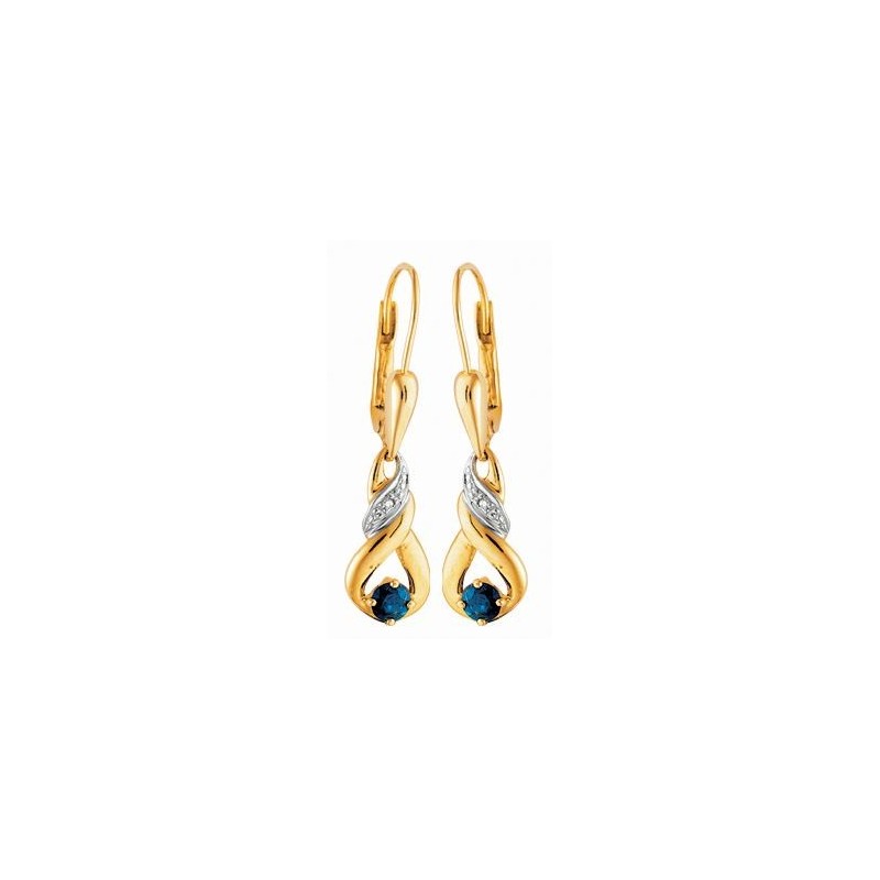 Boucles d'oreilles or + saphir/dia.