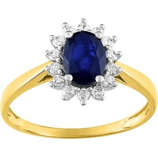 Bague or 375 saphir & oz