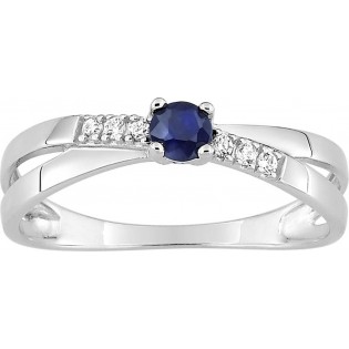 Bague or gris + saphir & oz