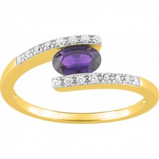 BAGUE AMETHYSTE SYN PLAQUE OR OZ