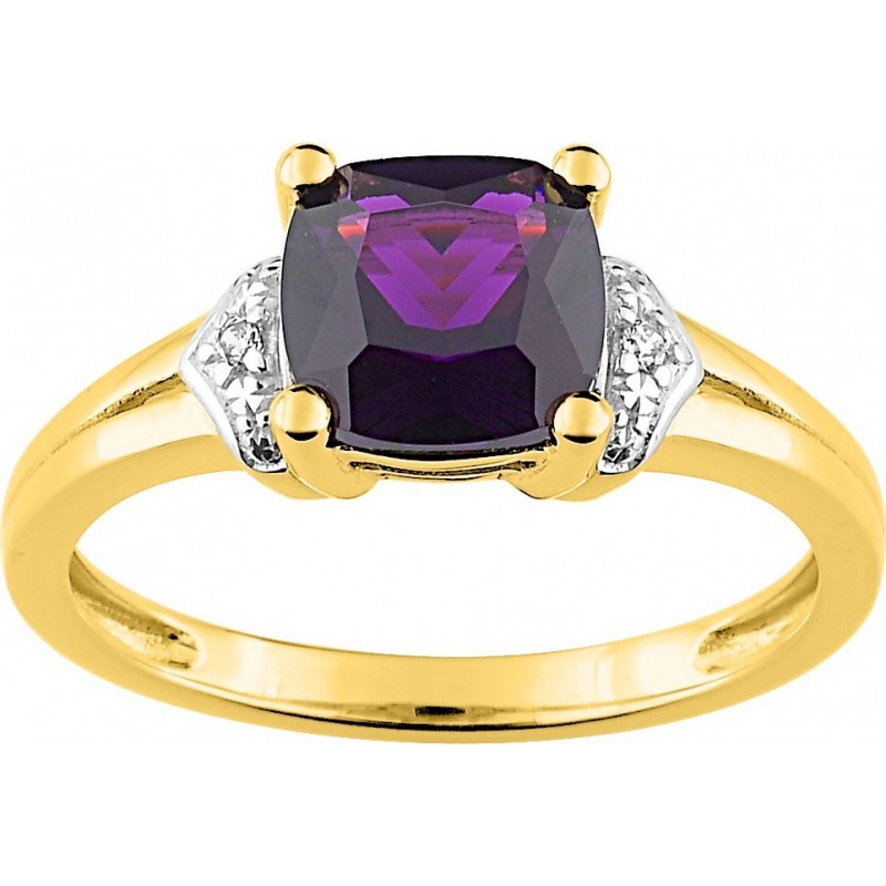 BAGUE PO AMETHYSTE SYNTH OZ RHODIUM