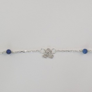 Bracelet Triskell mini 2 boules lapis lazuli argent