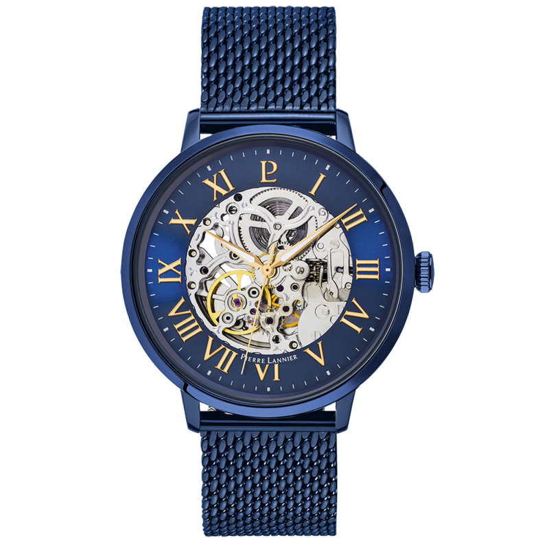 Montre Homme AUTOMATIC Cadran Bleu Bracelet Acier milanais Bleu