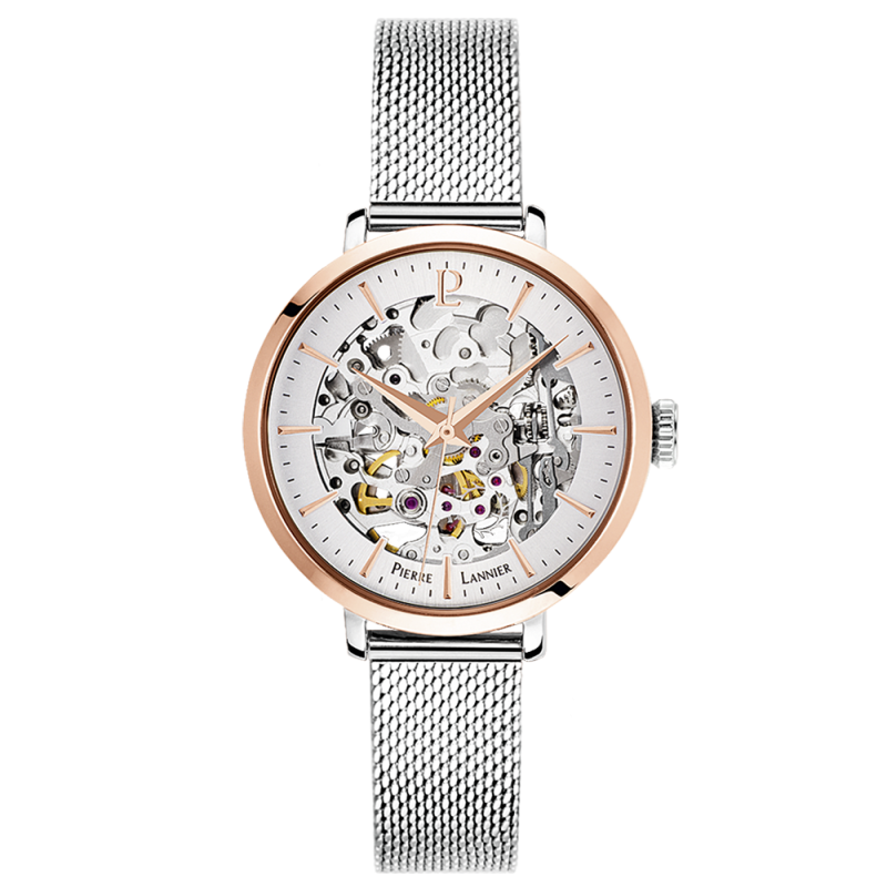 Montre Femme AUTOMATIC Cadran Argenté Bracelet Acier milanais Argenté