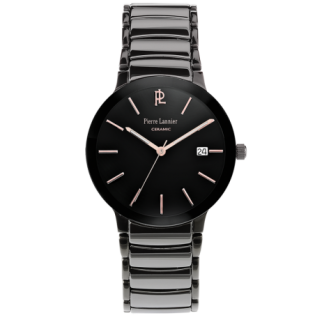 Montre Homme Pierre Lannier bracelet acier noir et céramique noire