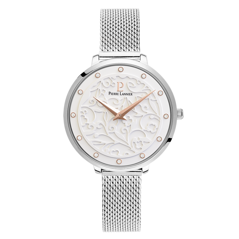 Montre Femme EOLIA Cadran Blanc Bracelet Acier milanais Argenté